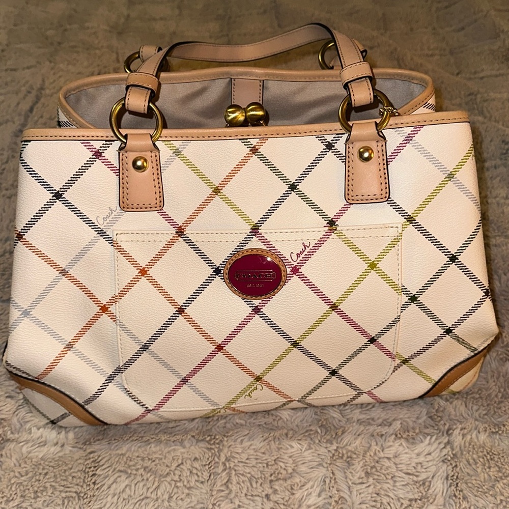 Coach Peyton Tattersall Kisslock Plaid